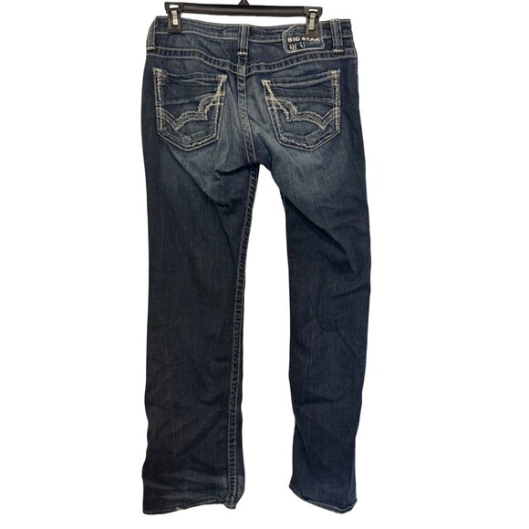 Big Star Womens Sweet Boot Jeans Ultra-Low Rise 29R Medium Wash Distressed Style - Picture 1 of 7